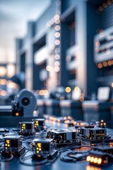 Poster - advanced robotics technology showcased in a modern workshop with illuminated machinery