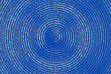 Aufkleber - Blue, green, yellow, pink colorful halftone festival background. Radial halftone gradient background. Fading effect polka dot multicolor background for fabric, banner, poster, web, wallpaper and more.