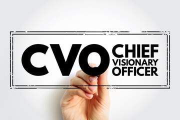 Aufkleber - CVO - Chief Visionary Officer is an executive function in a company like CEO or COO, acronym text concept stamp