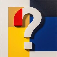 Poster - Bold Abstract Question Mark in Geometric Colors with Modern Art Vibes