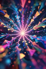 Poster - Colorful abstract design featuring vibrant geometric shapes spiraling outward in a mesmerizing pattern