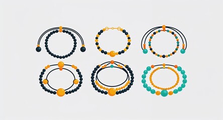 Poster - Set bundle of anklets minimalist childish style illustration on plain white background