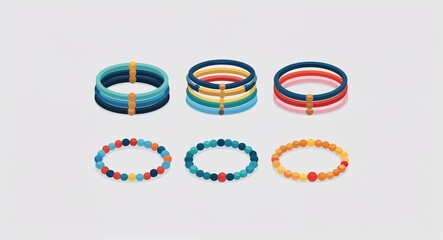 Poster - Set bundle of bracelets minimalist childish style illustration on plain white background