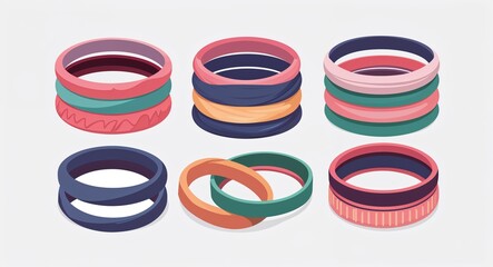 Poster - Set bundle of hairbands minimalist childish style illustration on plain white background