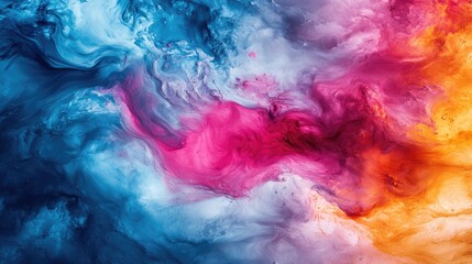 Poster - Liquid paint colors merging into each other, creating a fluid and abstract composition.