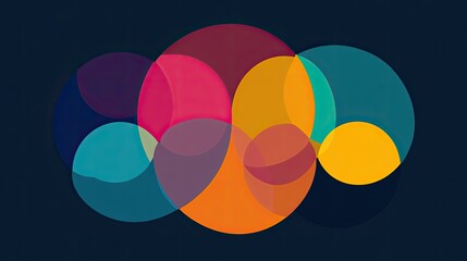 Leinwandbilder - A series of colorful overlapping circles, illustrating the convergence of diverse ideas into a single, unified concept.