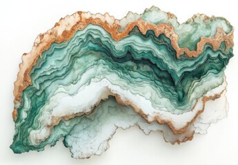 Poster - Stunning Abstract Natural Stone Slice with Waves of Green, White, and Brown Colors for Artistic and Decorative Applications in Interior Design Projects