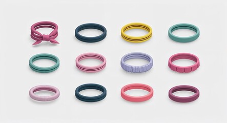 Poster - Set bundle of hair ties minimalist childish style illustration on plain white background