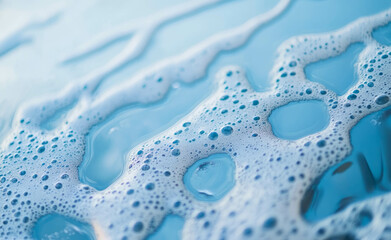 Poster - Close-up of window washing with soap suds and water droplets for cleaning concepts