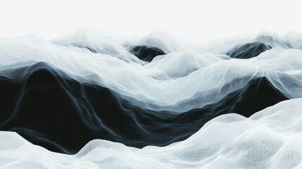 Poster - Abstract fractal landscape with textured waves for design and decoration