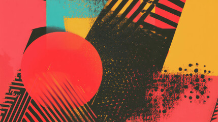 Poster - Vibrant abstract background with geometric shapes and bright colors for modern design