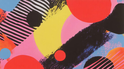 Aufkleber - Vibrant abstract geometric patterns with bold colors for creative design