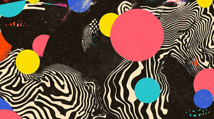 Poster - Vibrant abstract background with colorful shapes and confetti for creative design