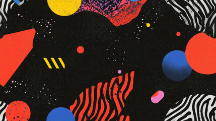Poster - Vibrant abstract shapes and memphis patterns background for creative design