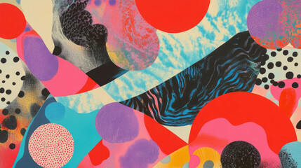 Poster - Vibrant abstract art with colorful shapes and polka dots for creative design
