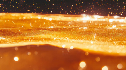 Poster - Amber bokeh background with warm yellow and orange hues for festive decoration and design