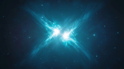 Poster - Cosmic light show in binary star system with radiant energy waves