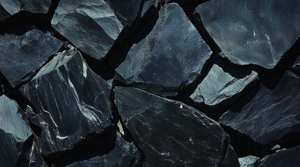Poster - Dark black stone wall texture background for design and decoration