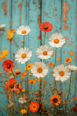 Wall Mural - Sweet moment, A vibrant image of wildflowers swaying in the wind, captured with high fidelity and enhanced resolution.