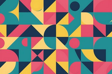 Poster - Colorful round shapes circles and triangles background minimal geometric template for wallpaper banner presentation