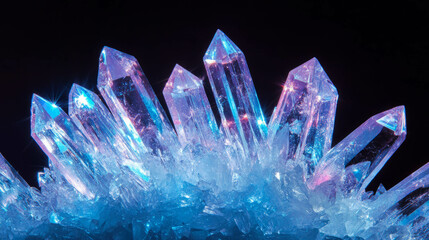 Poster - Ethereal blue light reflecting on ice crystals for winter design and decoration