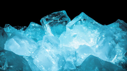 Poster - Blue light glow on ice crystals for cool winter design background