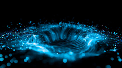 Fototapete - Abstract blue light vortex with dynamic glowing particles for modern design