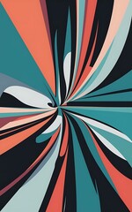 Poster - Modern design horizontal poster with bright colorful abstract geometric elements and curve lines flat vector illustration