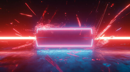 Aufkleber - Vibrant neon light with abstract glowing shapes for futuristic design