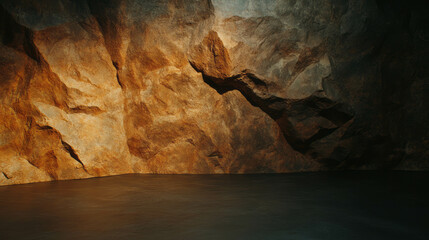 Poster - Rustic brown stone wall texture and earthy tones for interior design