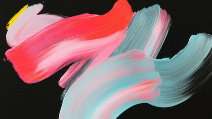 Poster - Abstract brushstrokes with vibrant colors on dark background for creative design