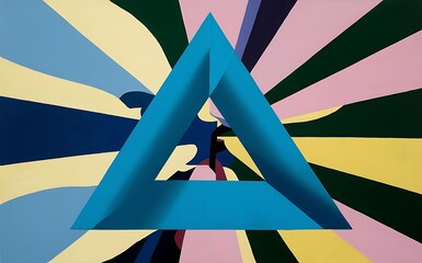 Poster - Blue triangle overlap abstract background