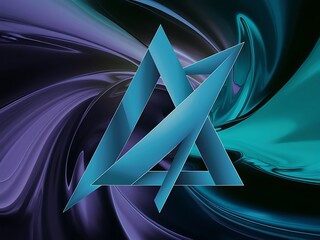 Poster - Blue triangle overlap abstract background