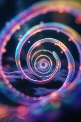 Poster - colorful spiral design creates a mesmerizing effect in a digital landscape at night