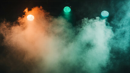 Poster - Illuminated chartreuse smoke background with vibrant color lights for artistic design
