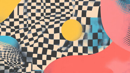 Aufkleber - Vibrant checkerboard pattern with bold colors for modern design