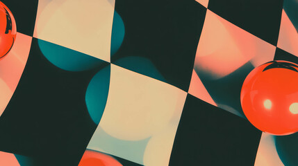 Poster - Vibrant checkerboard and polka dot pattern for creative background design