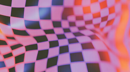Aufkleber - Vibrant checkerboard pattern with dynamic wavy lines for modern design