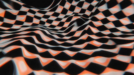 Poster - Abstract checkerboard pattern with wavy lines for modern design and decoration