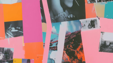 Poster - Vibrant abstract collage background with photographs for creative design