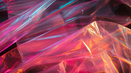 Poster - Vibrant abstract background of layered colored cellophane sheets for creative design