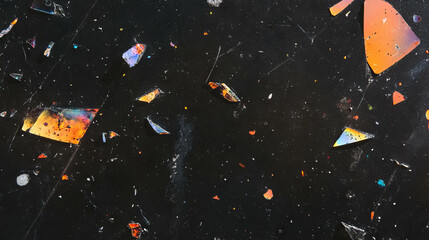 Aufkleber - Abstract concrete surface with embedded colorful glass fragments for artistic design