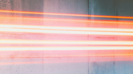 Poster - Neon light streaks on concrete wall background for modern design and urban aesthetic
