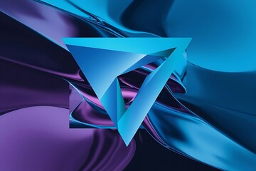 Poster - Blue triangle overlap abstract background
