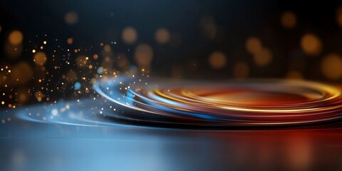Poster - Abstract shimmering wave of light with golden particles swirling in an ethereal background for creative projects