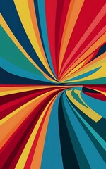 Poster - Modern design horizontal poster with bright colorful abstract geometric elements and curve lines flat vector illustration