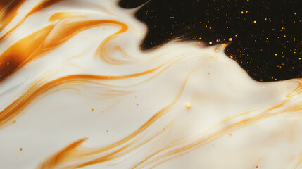 Poster - Creamy abstract background with caramel drizzle and golden accents for food art or decor