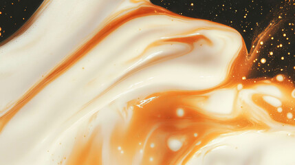 Poster - Abstract creamy swirls with caramel drizzle and golden accents for artistic decor