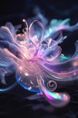 Poster - colorful abstract flower with glowing elements in a dark background, creating a mesmerizing visual d
