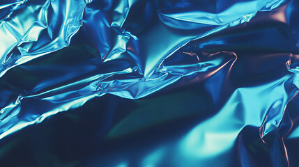 Aufkleber - Abstract crumpled blue metal foil texture background for creative design